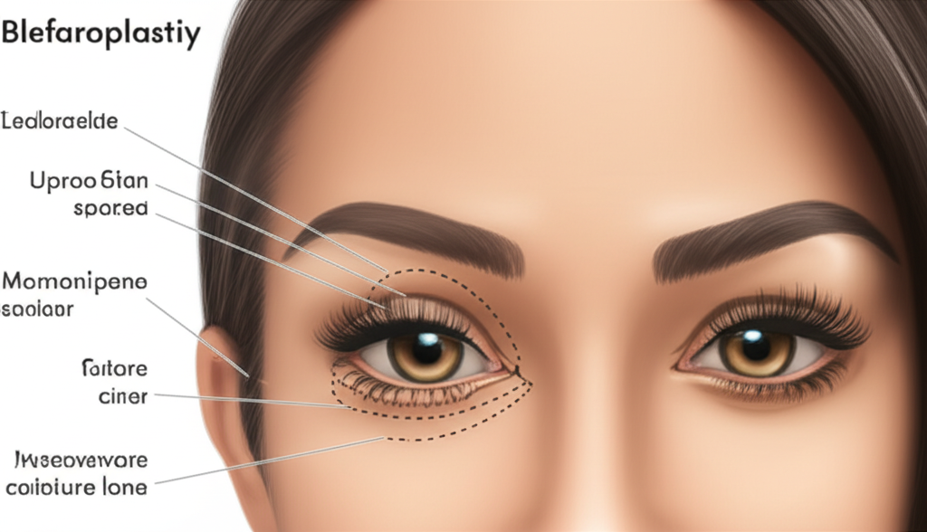 Ilustração do contorno das pálpebras em blefaroplastia